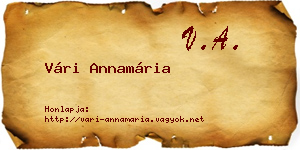 Vári Annamária névjegykártya